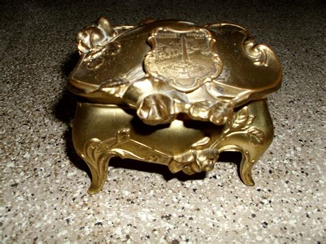 w.b mfg weidlich embossed metal trinket box|Antique W. B. Mfg Co. 1920s Art Nouveau Victorian Gold Plated .